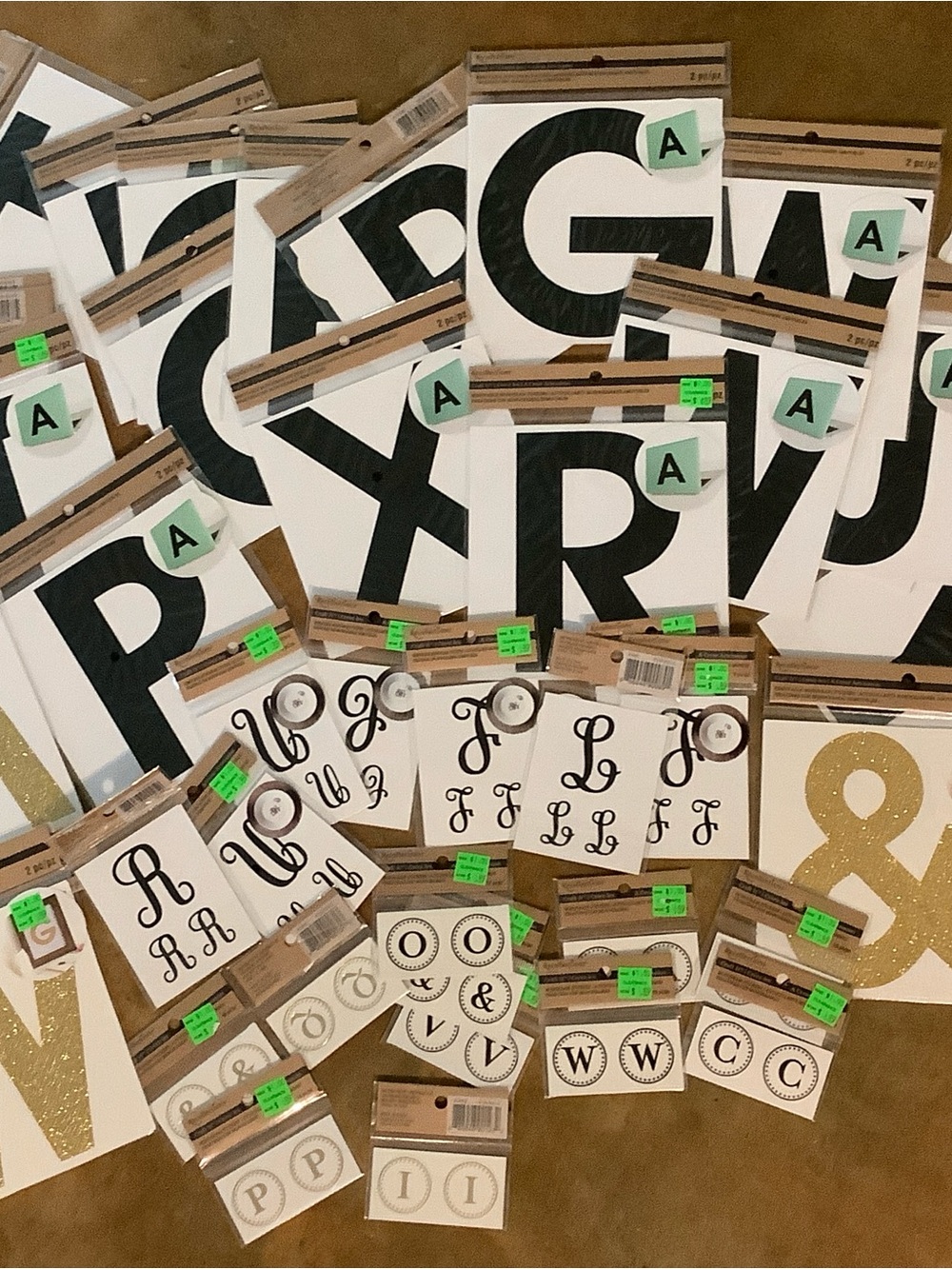 Large Black Alphabet Letter Stickers + Assorted Monogram Decals